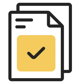 two documents paper with a check in it